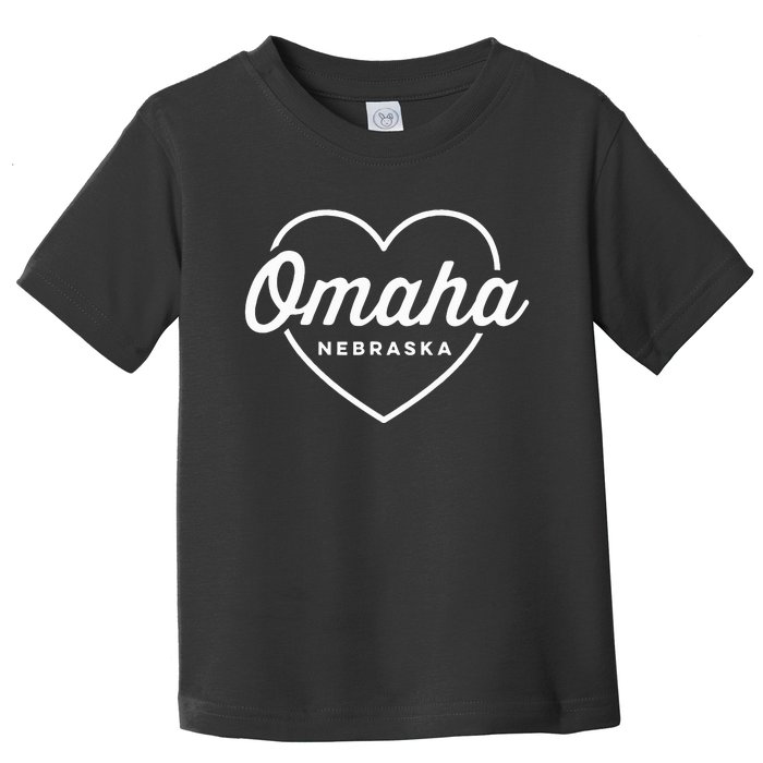 Omaha Nebraska Love Heart Retro Script Travel America Dark Toddler T-Shirt