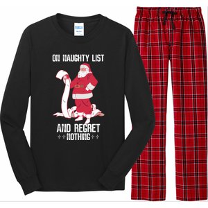 On Naughty List Funny Merry Christmas Day Santa Elf Graphic Funny Gift Long Sleeve Pajama Set