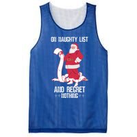 On Naughty List Funny Merry Christmas Day Santa Elf Graphic Funny Gift Mesh Reversible Basketball Jersey Tank