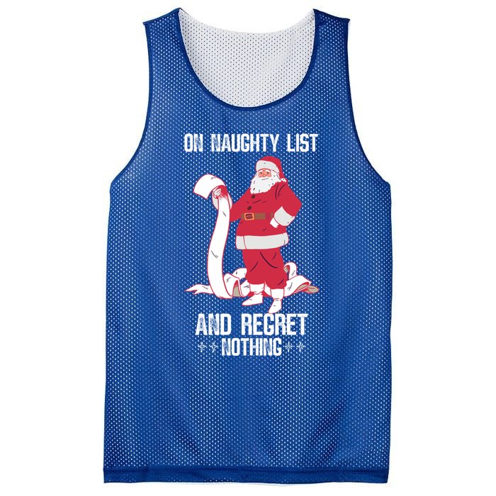 On Naughty List Funny Merry Christmas Day Santa Elf Graphic Funny Gift Mesh Reversible Basketball Jersey Tank