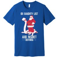 On Naughty List Funny Merry Christmas Day Santa Elf Graphic Funny Gift Premium T-Shirt