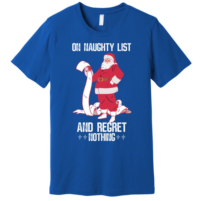 On Naughty List Funny Merry Christmas Day Santa Elf Graphic Funny Gift Premium T-Shirt