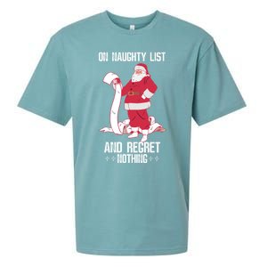 On Naughty List Funny Merry Christmas Day Santa Elf Graphic Funny Gift Sueded Cloud Jersey T-Shirt