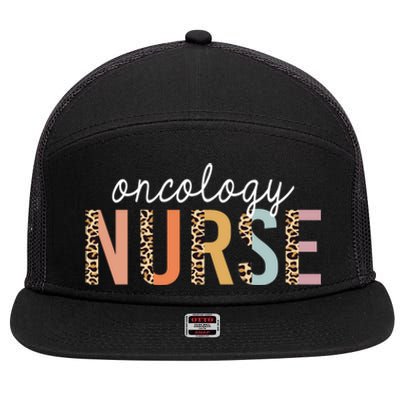 Oncology Nurse Leopard Print Nursing School Gift 7 Panel Mesh Trucker Snapback Hat