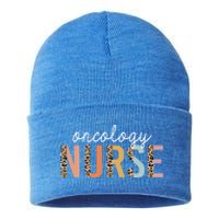 Oncology Nurse Leopard Print Nursing School Gift Sustainable Knit Beanie