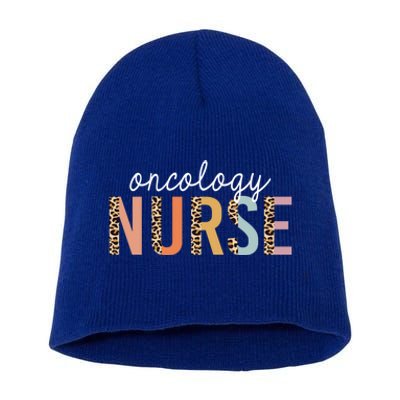 Oncology Nurse Leopard Print Nursing School Gift Short Acrylic Beanie