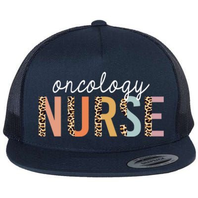 Oncology Nurse Leopard Print Nursing School Gift Flat Bill Trucker Hat