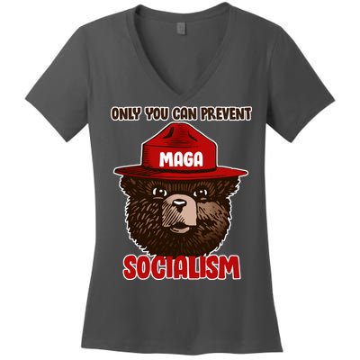 Only Can You Prevent Maga Socialism Women's V-Neck T-Shirt