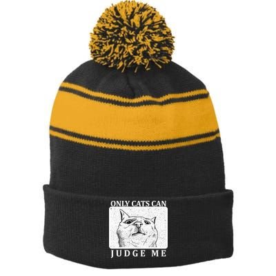 Only Cats Can Judge Me Stripe Pom Pom Beanie