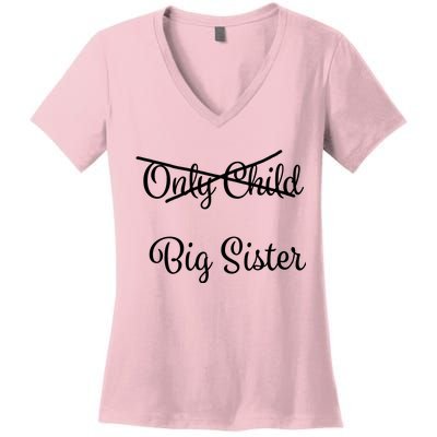 Only Child Promoted To Big Sister Women's V-Neck T-Shirt