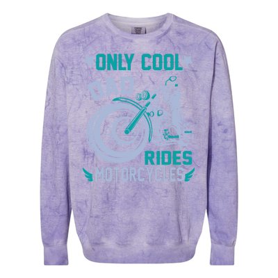 Only Cool Dad Rides Motorcycles Colorblast Crewneck Sweatshirt