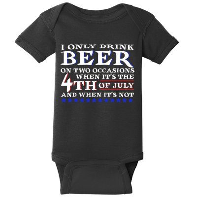 Only Drink Beer On Two Occasions Baby Bodysuit