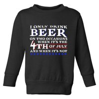 Only Drink Beer On Two Occasions Toddler Sweatshirt
