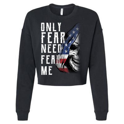 Only Fear Need Fear Me Cropped Pullover Crew