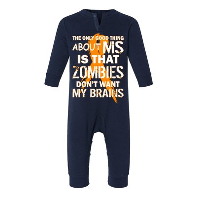 Only Good Thing About MS Zombies Don't Want My Brains Infant Fleece One Piece