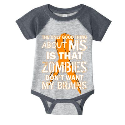 Only Good Thing About MS Zombies Don't Want My Brains Infant Baby Jersey Bodysuit