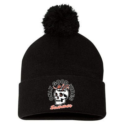 Only Good Vibes Summer Pom Pom 12in Knit Beanie