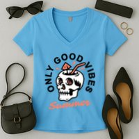 Only Good Vibes Summer Women's V-Neck T-Shirt