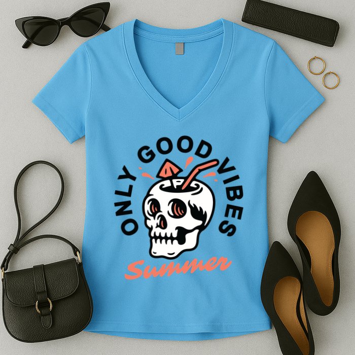 Only Good Vibes Summer Women's V-Neck T-Shirt