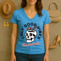 Only Good Vibes Summer Women's V-Neck T-Shirt