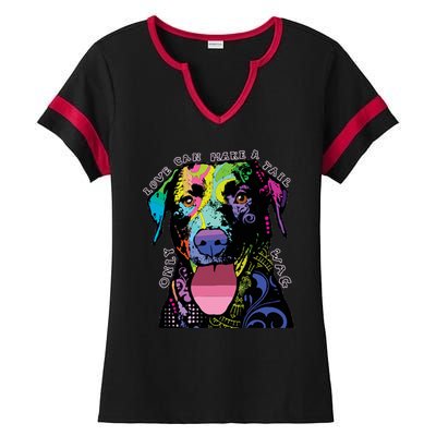 Only Love Can Make A Tail Wag Dog Ladies Halftime Notch Neck Tee