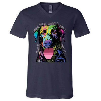 Only Love Can Make A Tail Wag Dog V-Neck T-Shirt