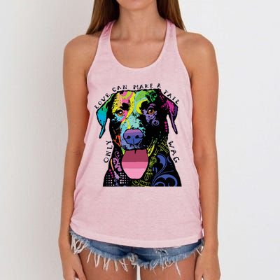 Only Love Can Make A Tail Wag Dog Women's Knotted Racerback Tank