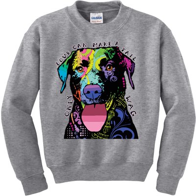 Only Love Can Make A Tail Wag Dog Kids Sweatshirt