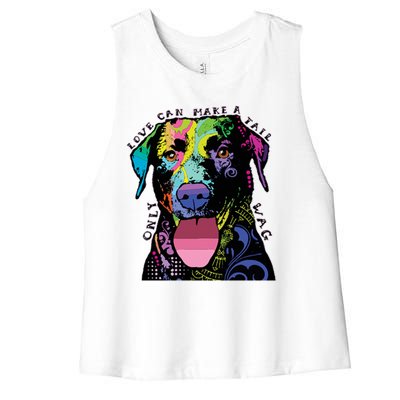 Only Love Can Make A Tail Wag Dog Women's Racerback Cropped Tank