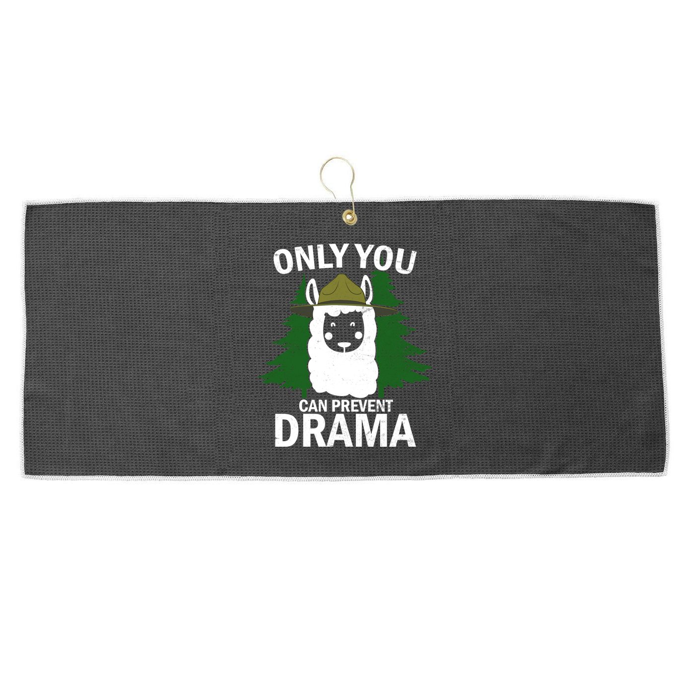 Only You Can Prevent Drama Funny LLama Large Microfiber Waffle Golf Towel