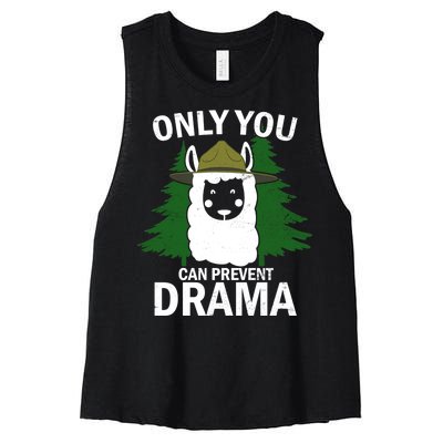 Only You Can Prevent Drama Funny LLama Women's Racerback Cropped Tank