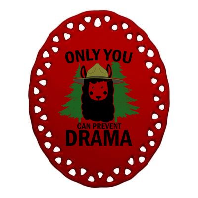 Only You Can Prevent Drama Funny LLama Ceramic Oval Ornament