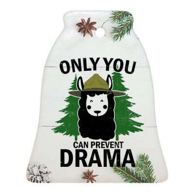 Only You Can Prevent Drama Funny LLama Ceramic Bell Ornament