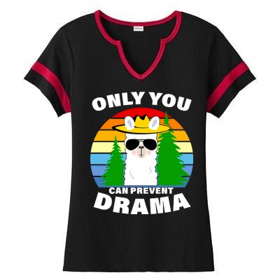 Only You Can Prevent Drama Llama Ladies Halftime Notch Neck Tee