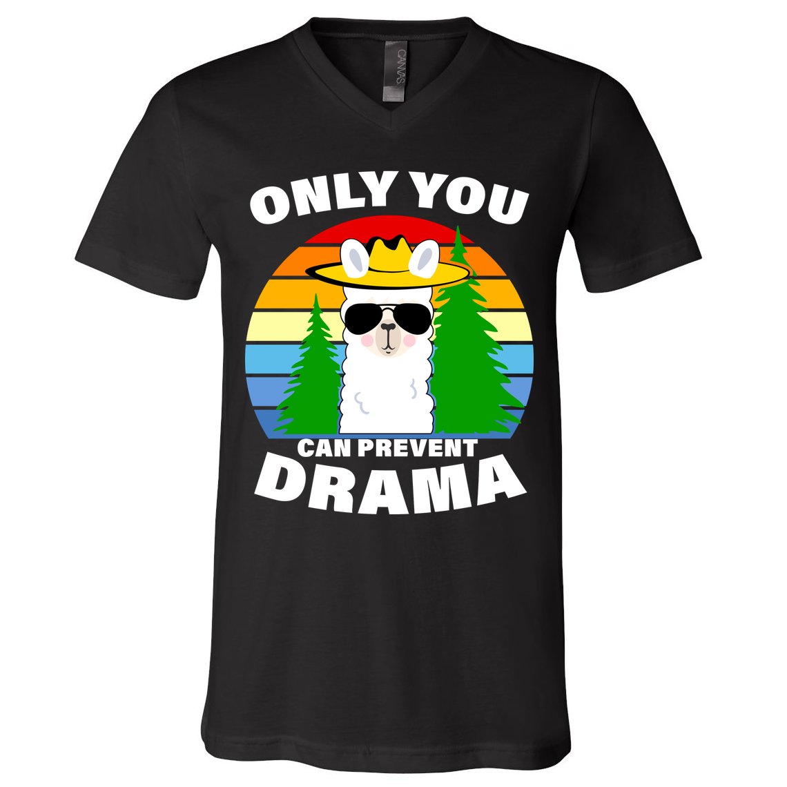 Only You Can Prevent Drama Llama V-Neck T-Shirt