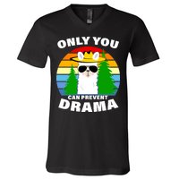 Only You Can Prevent Drama Llama V-Neck T-Shirt