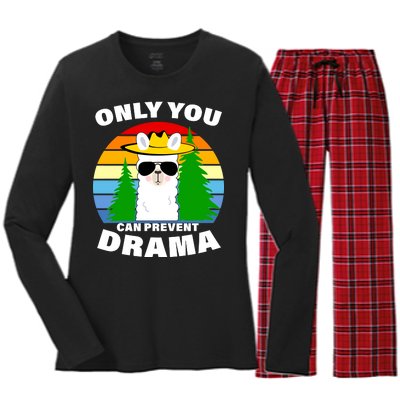 Only You Can Prevent Drama Llama Women's Long Sleeve Flannel Pajama Set 