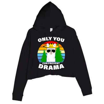 Only You Can Prevent Drama Llama Crop Fleece Hoodie