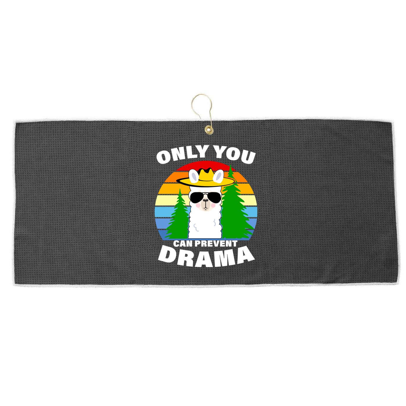 Only You Can Prevent Drama Llama Large Microfiber Waffle Golf Towel