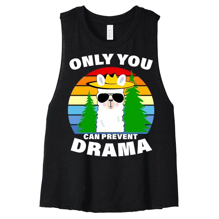 Only You Can Prevent Drama Llama Women's Racerback Cropped Tank