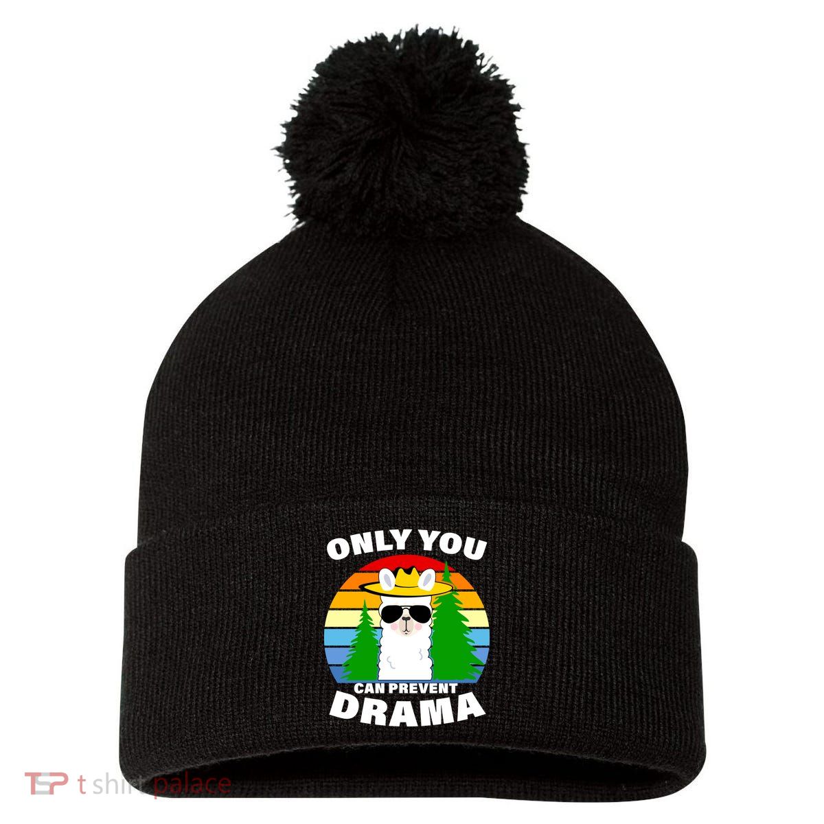 Only You Can Prevent Drama Llama Pom Pom 12in Knit Beanie