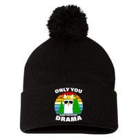 Only You Can Prevent Drama Llama Pom Pom 12in Knit Beanie