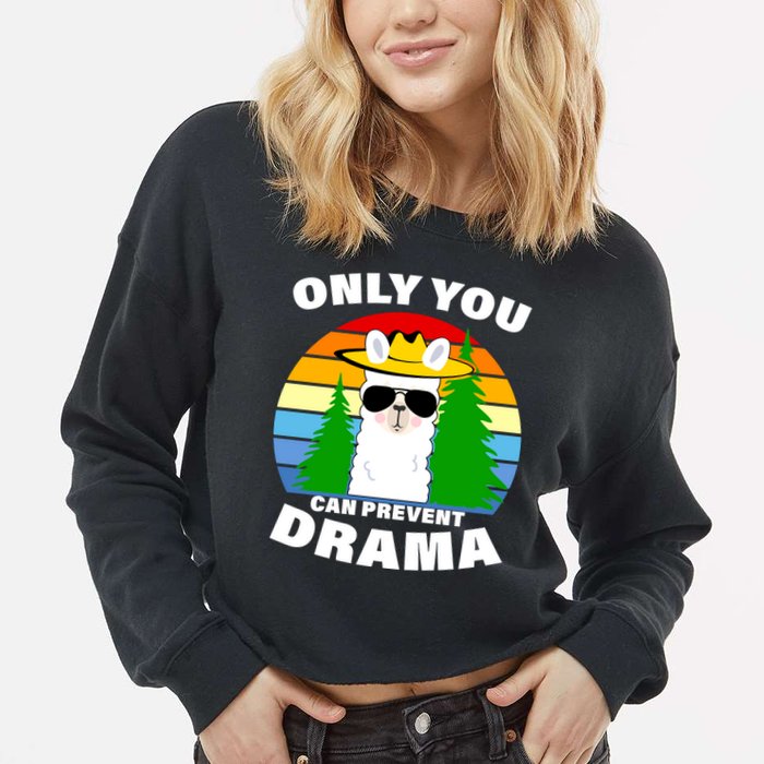 Only You Can Prevent Drama Llama Cropped Pullover Crew
