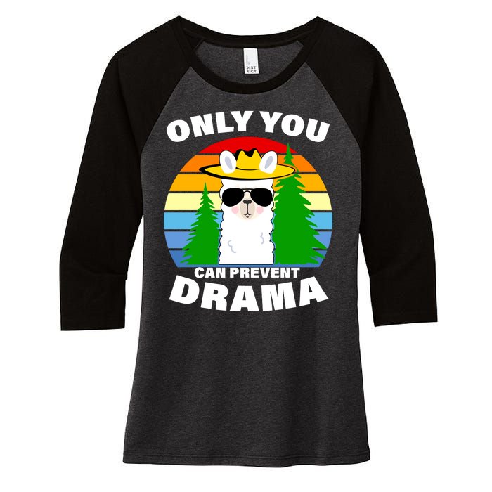 Only You Can Prevent Drama Llama Women's Tri-Blend 3/4-Sleeve Raglan Shirt