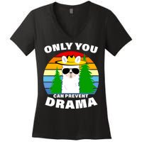 Only You Can Prevent Drama Llama Women's V-Neck T-Shirt