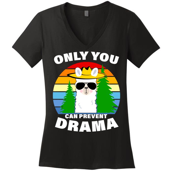 Only You Can Prevent Drama Llama Women's V-Neck T-Shirt