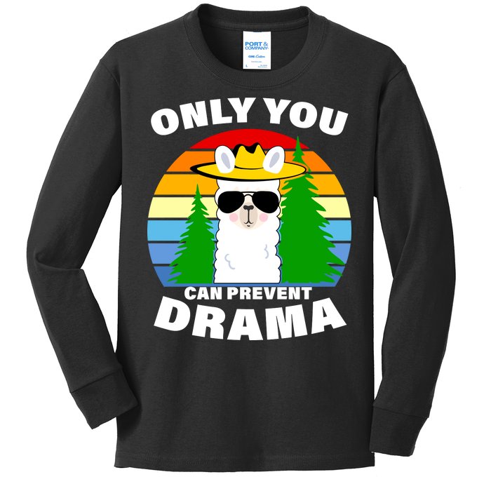 Only You Can Prevent Drama Llama Kids Long Sleeve Shirt