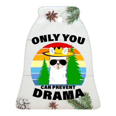 Only You Can Prevent Drama Llama Ceramic Bell Ornament