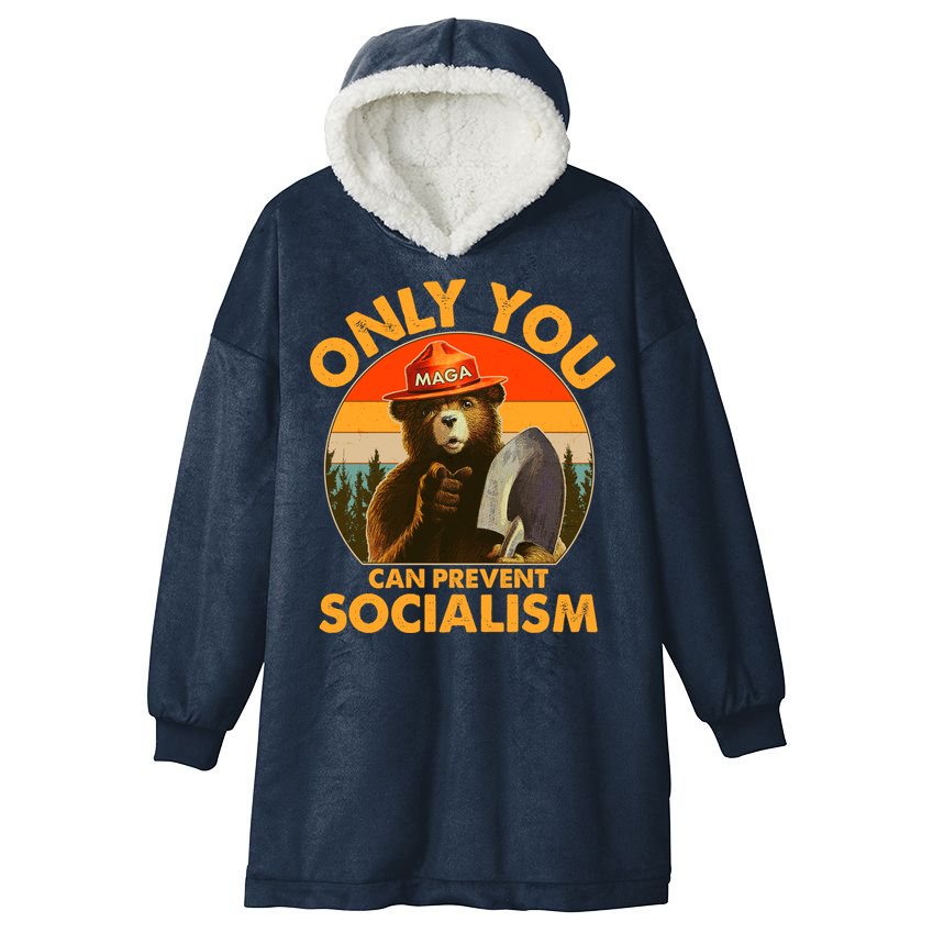 Only You Can Prevent Socialism Vintage Hooded Wearable Blanket