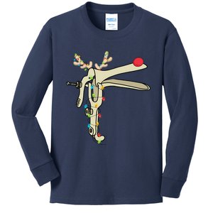 Obgyn Nurse Merry Christmas Reindeer Speculum Xmas Lights Kids Long Sleeve Shirt